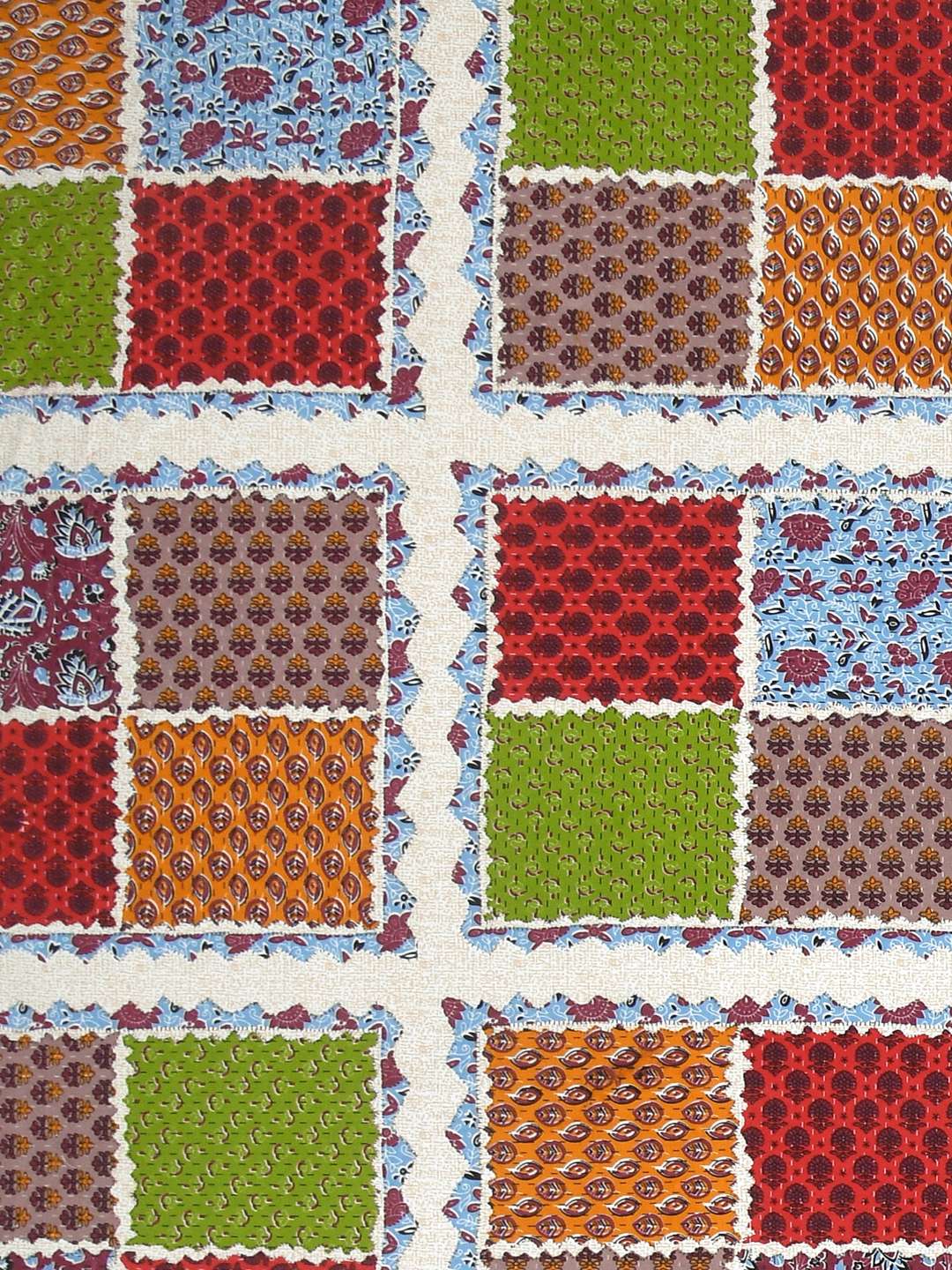 Pure Cotton Block Print Jaipuri Bedsheet - King Size - Square Harmony - Image 3