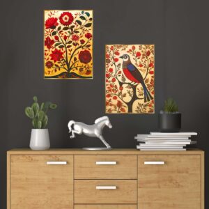 Set of Two Wall Paintings for Wall Decoration Golden Framed Wall Paintings for Living Room & Bedroom Wall Art for Home Decoration & Office Wall Décor (14x11 inch CH-GD2-13)