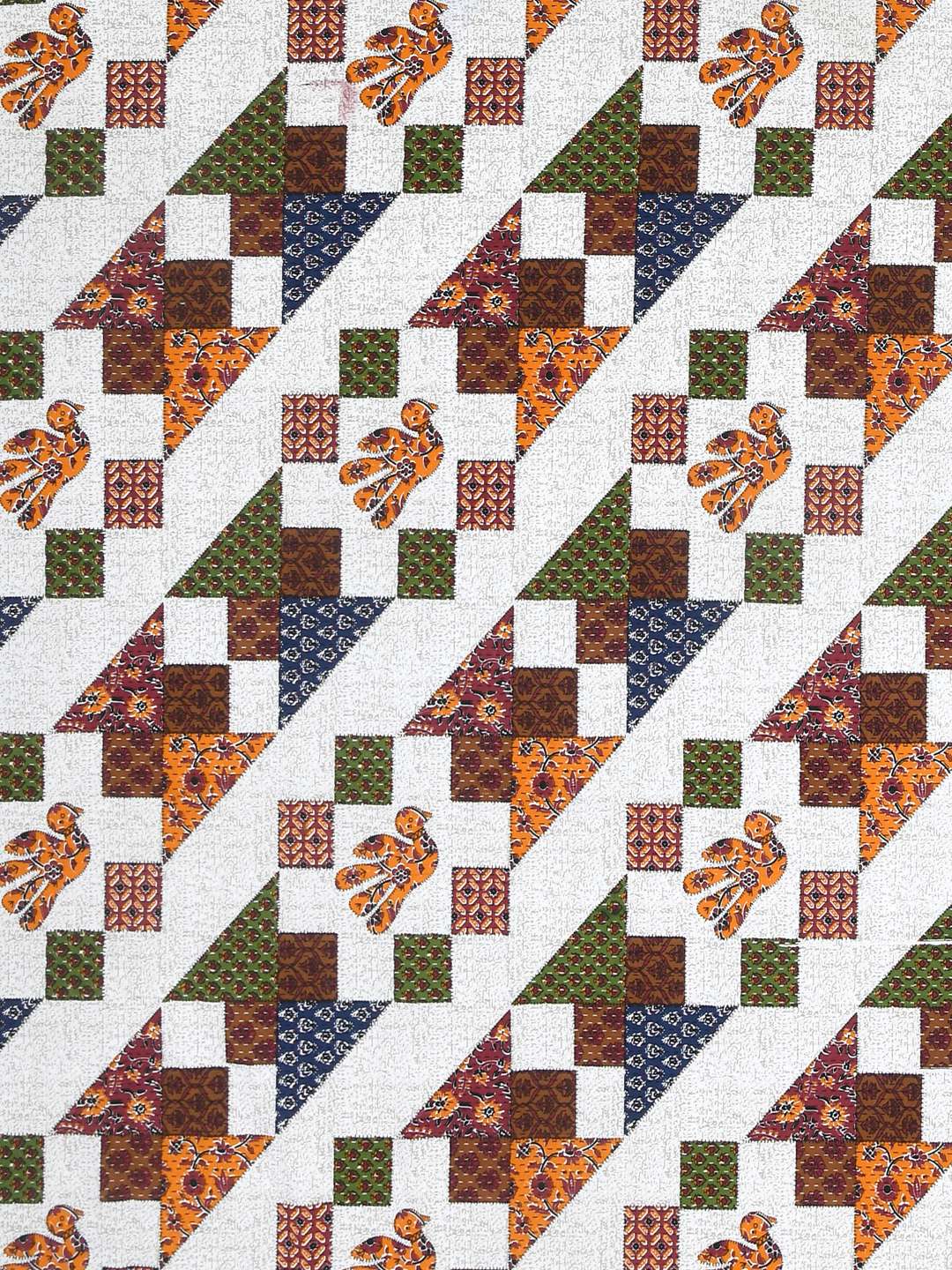 White & Orange Floral Pure Cotton - King Bedsheet with 2 Pillow Covers - Image 7