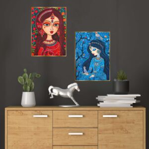 Set of Two Wall Paintings for Wall Decoration Golden Framed Wall Paintings for Living Room & Bedroom Wall Art for Home Decoration & Office Wall Décor (14x11 inch CH-GD2-2)