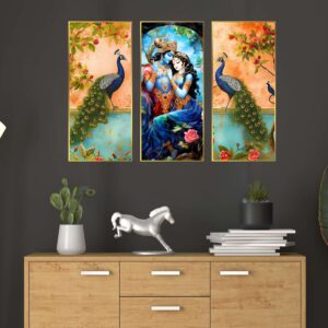 Set of Three large Wall Paintings for Wall Decoration Golden Framed Wall Paintings for Living Room & Bedroom Wall Art for Home Decoration & Office Wall Décor (14x11 inch CH-LGD3-7)