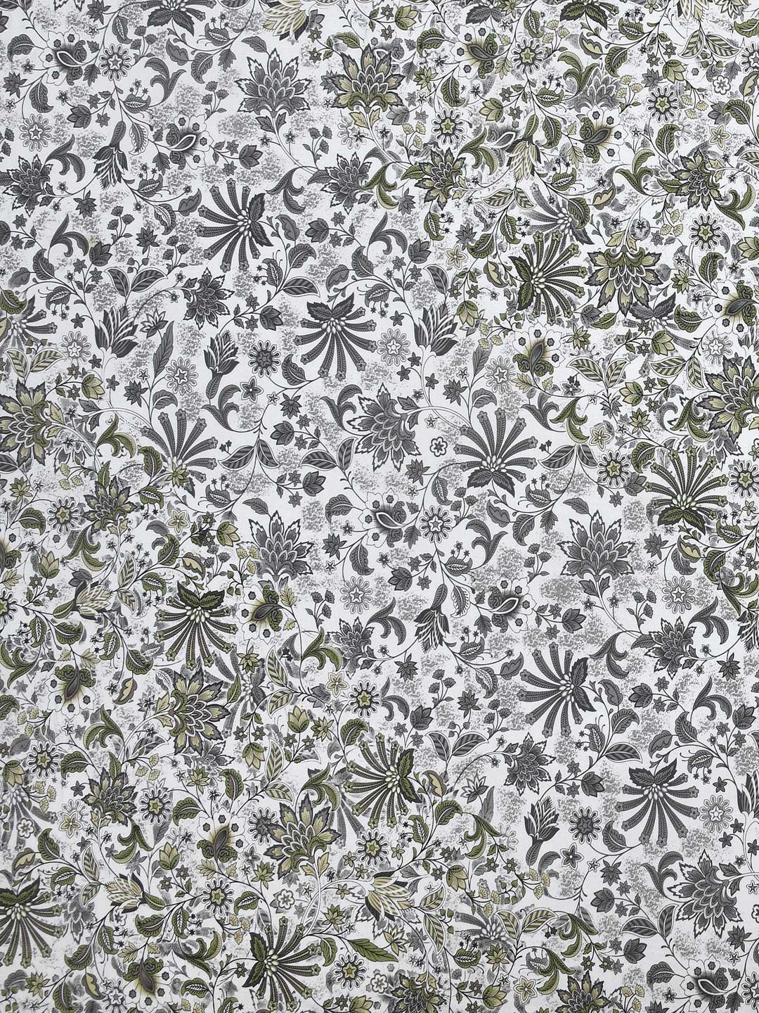 Pure Cotton King Size Bedsheet with 2 Pillow Cover - Grey & White Floral Hand Block Printed Bedsheet - Image 7