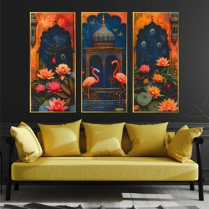 Set of Three large Wall Paintings for Wall Decoration Golden Framed Wall Paintings for Living Room & Bedroom Wall Art for Home Decoration & Office Wall Décor (14x11 inch CH-LGD3-1)